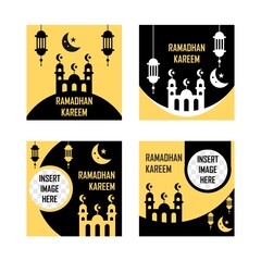 Ramadhan kareem square banner collection. Easy to edit with vector file. Can use for your creative content. Especially about ramadhan month celebration.