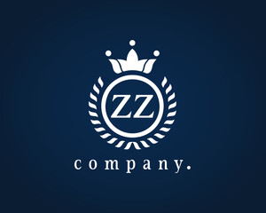 Fototapeta premium Letter ZZ, Z heraldic logo in wreath, round frame. Elegant monogram for a card, badge, label, antique, restaurant, cafe, boutique, hotel, jewelry, brand name, identity, product. Luxury monogram. 