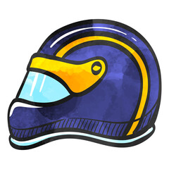 Watercolor style icon Motorcycle helmet