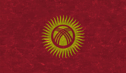 Grunge Kyrgyzstan flag. Kyrgyzstan flag with waving grunge texture.