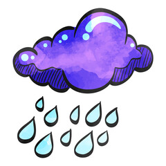 Watercolor style icon Rain cloud