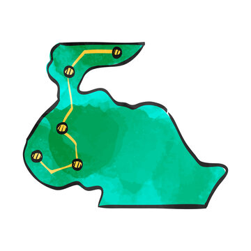 Watercolor style icon Rally route map