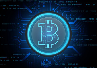 Bitcoin Circuit technology background with hi-tech digital