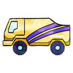 Watercolor style icon Rally truck