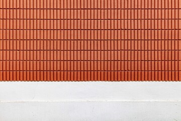 Red-brown terracotta block wall and white cement wall pattern and background seamless