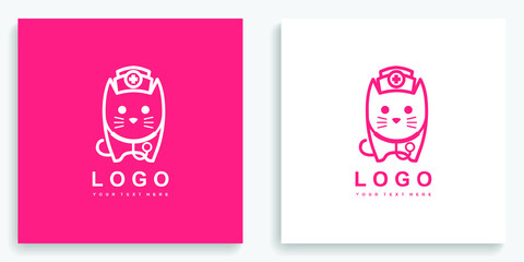 Cat Nurse Medical Animal Logo. Modern logo icon symbol template vector design