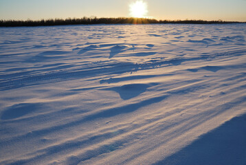 Winter evening on the Irtysh River