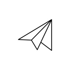  paper plane Message icon in flat black line style, isolated on white background 