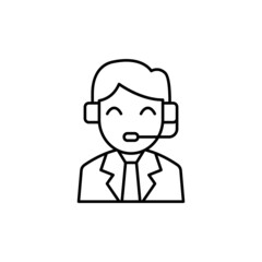 representative worker icon in flat black line style, isolated on white background 