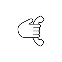 phone call icon in flat black line style, isolated on white background 