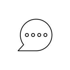 Chat bubble, speech bubble, icon in flat black line style, isolated on white 