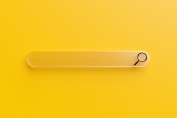 3d illustration of an internet search page on a yellow background. Search bar  icons - obrazy, fototapety, plakaty