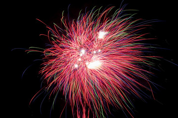 fireworks in the night sky fogos de artif&iacute;cio ano novo em Marata&iacute;zes ES Brasil