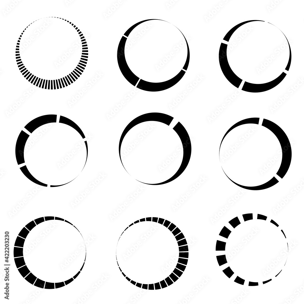 Aufkleber dashed lines spiral, swirls, and twirls. concentric, and circular volute, helix vector element