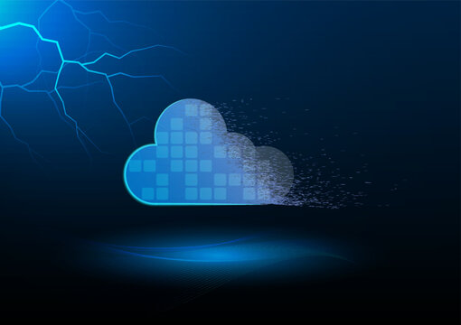 Cloud computing and Internet of things concept. Risk of cloud data theft if not getting good data protection.

