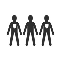 Herd immunity concept icon in black and white.