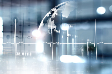 Global financial markets concept. . Mixed media