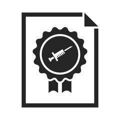 Vaccination certificate concept icon in black and white.