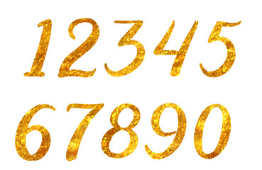 Numbers in gold glitter style.
