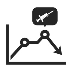 Vaccination data chart concept icon in black and white.