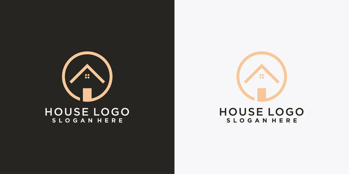 House logo design template with creative circle concept
