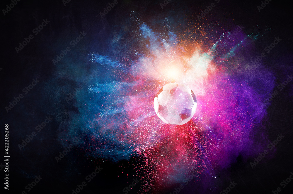 Poster Image of soccer ball . Mixed media