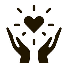 Hand Hold Heart Icon Vector Glyph Illustration