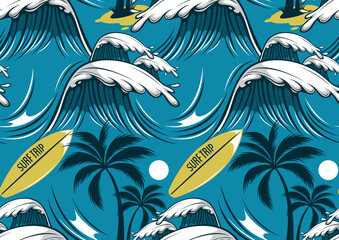 hawaii seamless pattern, fashion background. © kirkchai