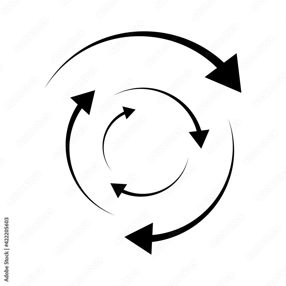 Poster rotating arrows. concentric, radial, and circular arrow element. cycle-cyclical cursor, pointer icon