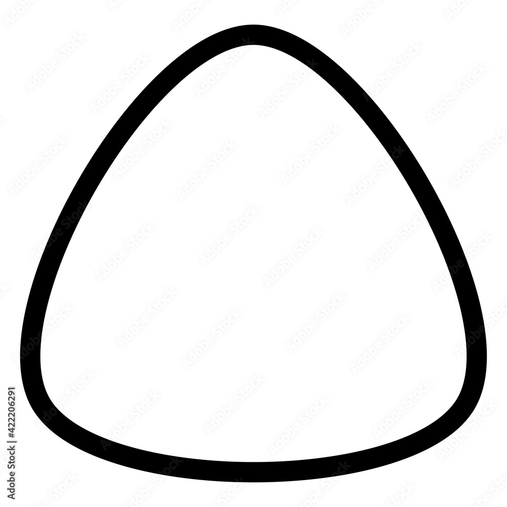 Poster rounded triangle contour, outline shape. soft, smooth design element