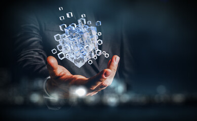 Glowing cubes. Innovation and creativity concept