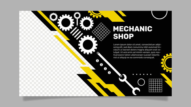 Mechanic horizontal banner template. - Vector.