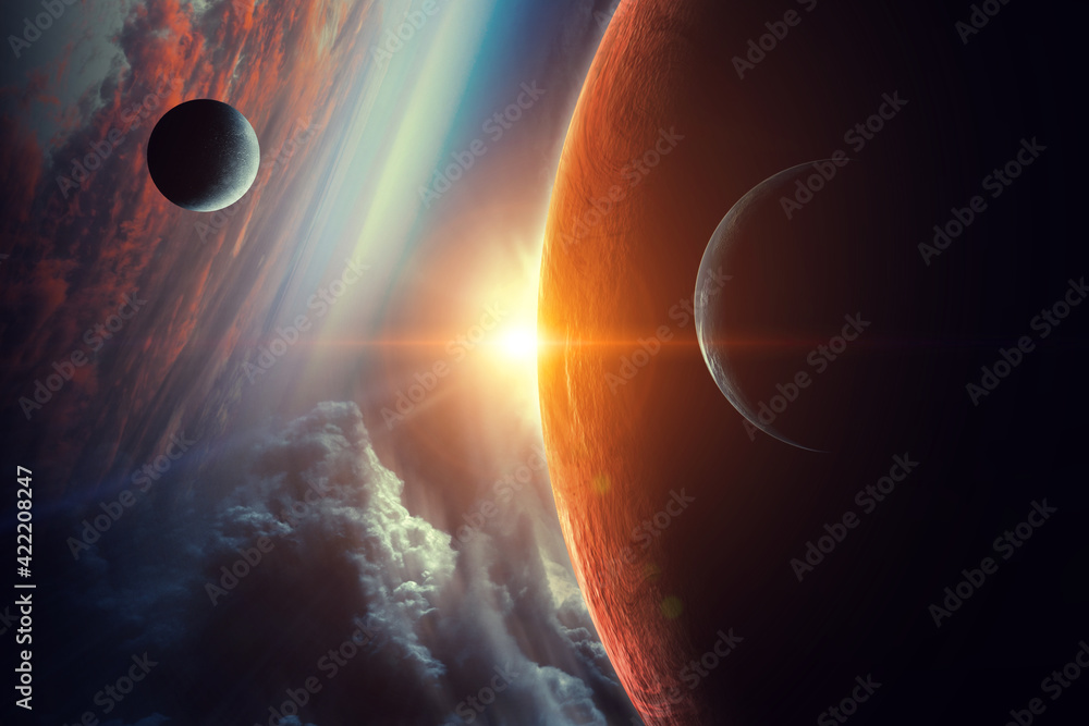 Poster abstract planets and space background