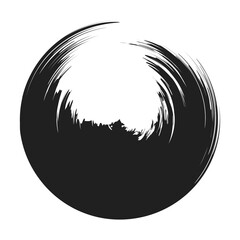 Grungy, grunge, textured circle, Circular splash effect. Paintbrush, brushstroke vector. Ink, fluid, and liquid stain, splash effect
