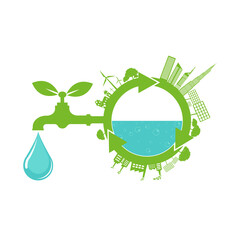 World Water Day Save Nature Concept Stock Vector
