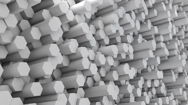 Abstract Monochrome Hexagon Tubes Oscillating Background Loop