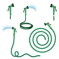 garden hose with watering can flat illustration. hand tool - 422210095