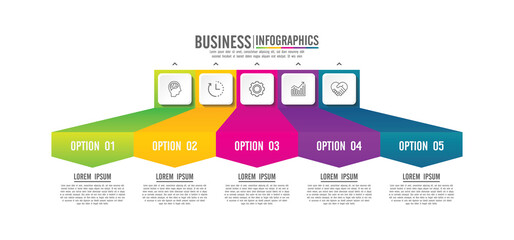 Presentation business infographic template colorful with 5 step