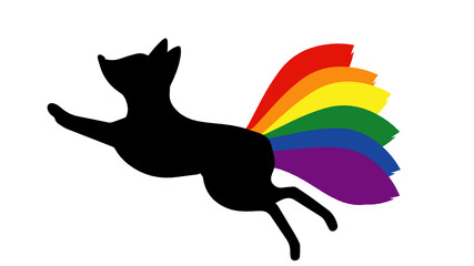 Obraz premium Seven-tailed fox, lgbt colors