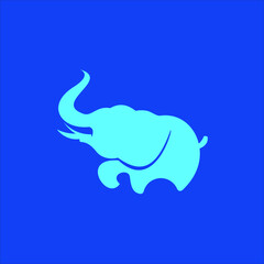 Animal Vector Simple Elephant Logo Design. Big Fauna Mascot Cartoon Character Template Idea
