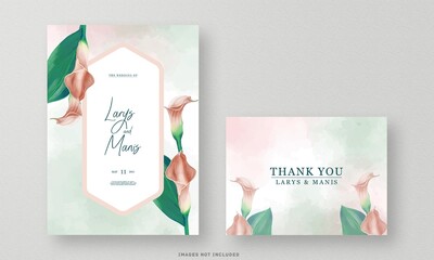 The beautiful Wedding invitation watercolor and Thank you card