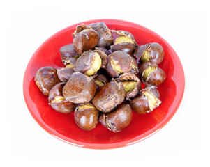 A plate of cooked chestnuts