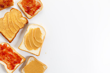 Sandwiches with peanut butter and jam