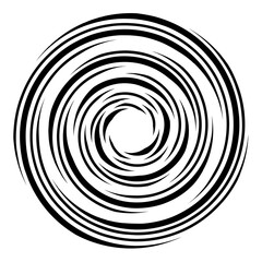 Cyclical circle, helix, volute element. Concentric shape with rotation, centrifuge, gyration effect. Twist, swirl vector illustration