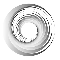Cyclical circle, helix, volute element. Concentric shape with rotation, centrifuge, gyration effect. Twist, swirl vector illustration