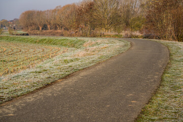 A bicycle pedestrian path through the countryside