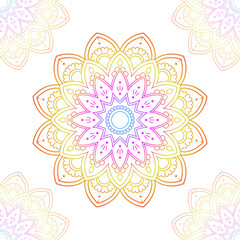 Hand drawn abstract floral colorful mandala background. Decorative gradient element. Ornamental round decoration.
