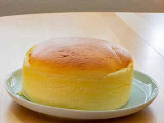 Close up shot of homemade Japanese style cheese cake