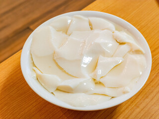 Close up shot of soybean pudding