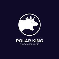 Polar king. Bear with crown logo vector design illustration idea for company or website 